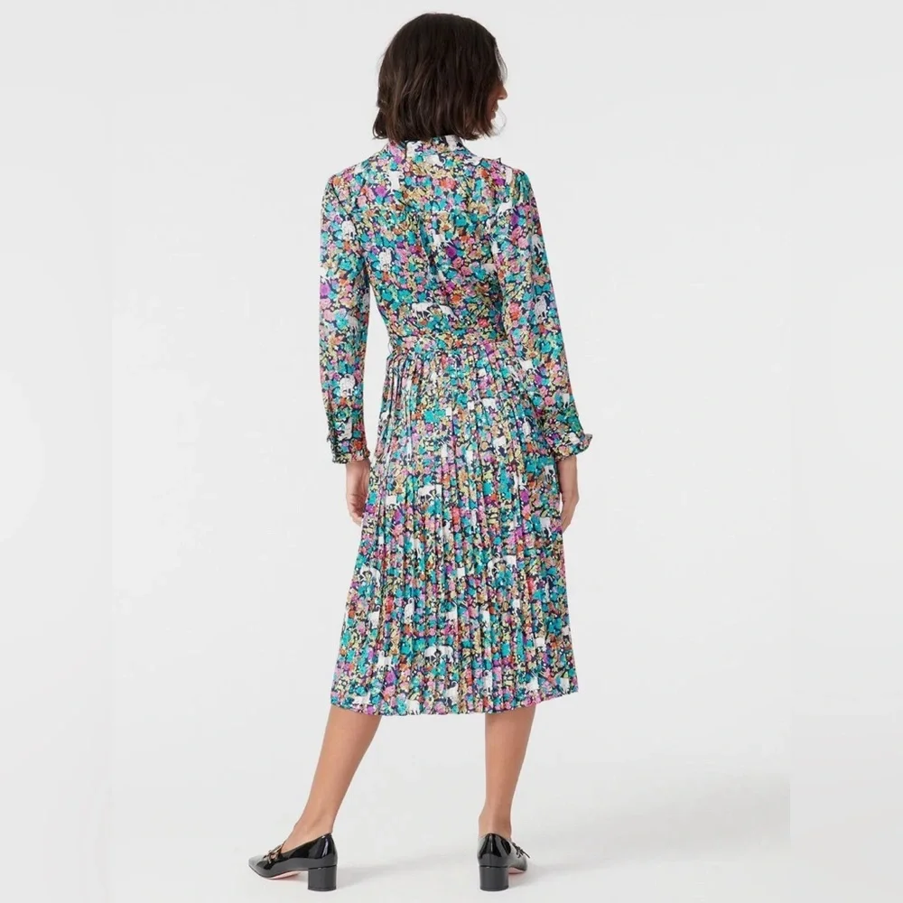 NWT Spring Summer Minimalist Retro J. Crew Animal Floral Print Dress - Picture 4 of 17
